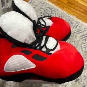 Kids Red and Black Plush Shoes